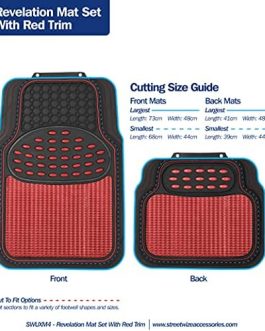 Mat Set [Red] Metallic Anti-Slip Car Mats – Heavy Duty, All Weather – Car Interior Accessory (Red)