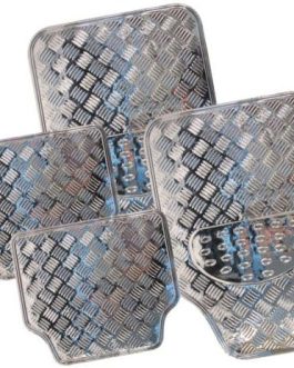 4pc Heavy Duty Alloy Checker Chrome Plate Car Mat Set – Silver
