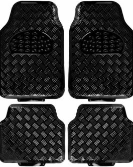 Black 4-Piece Universal Car Mat Set – Front & Rear, Waterproof, Heavy Duty
