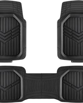 3-Piece All-Season Heavy Duty Rubber Floor Mat for Cars, SUVs and Trucks, Black