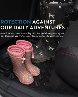 Heavy Duty Universal PVC Floor Mats with Cargo Liner – 4 Piece Waterproof Trim-to-Fit Set