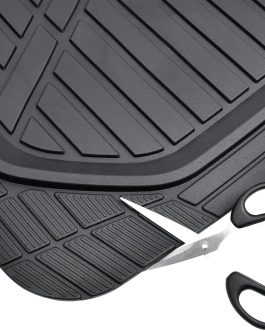 Heavy Duty Universal PVC Floor Mats with Cargo Liner – 4 Piece Waterproof Trim-to-Fit Set