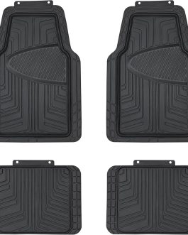 4-Piece All-Season Rubber Floor Mat for Cars, SUVs and Trucks, Black