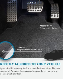Car Mats Accessories Carpet Floor Mats Non Slip Black Trim Full Coverage Compatible Front Rear Set Anti Slip Granulated Backing Hand-Finished Clips