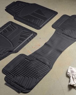 3-Piece Full Coverage Rubber Floor Mat for Cars, SUVs and Trucks, Black